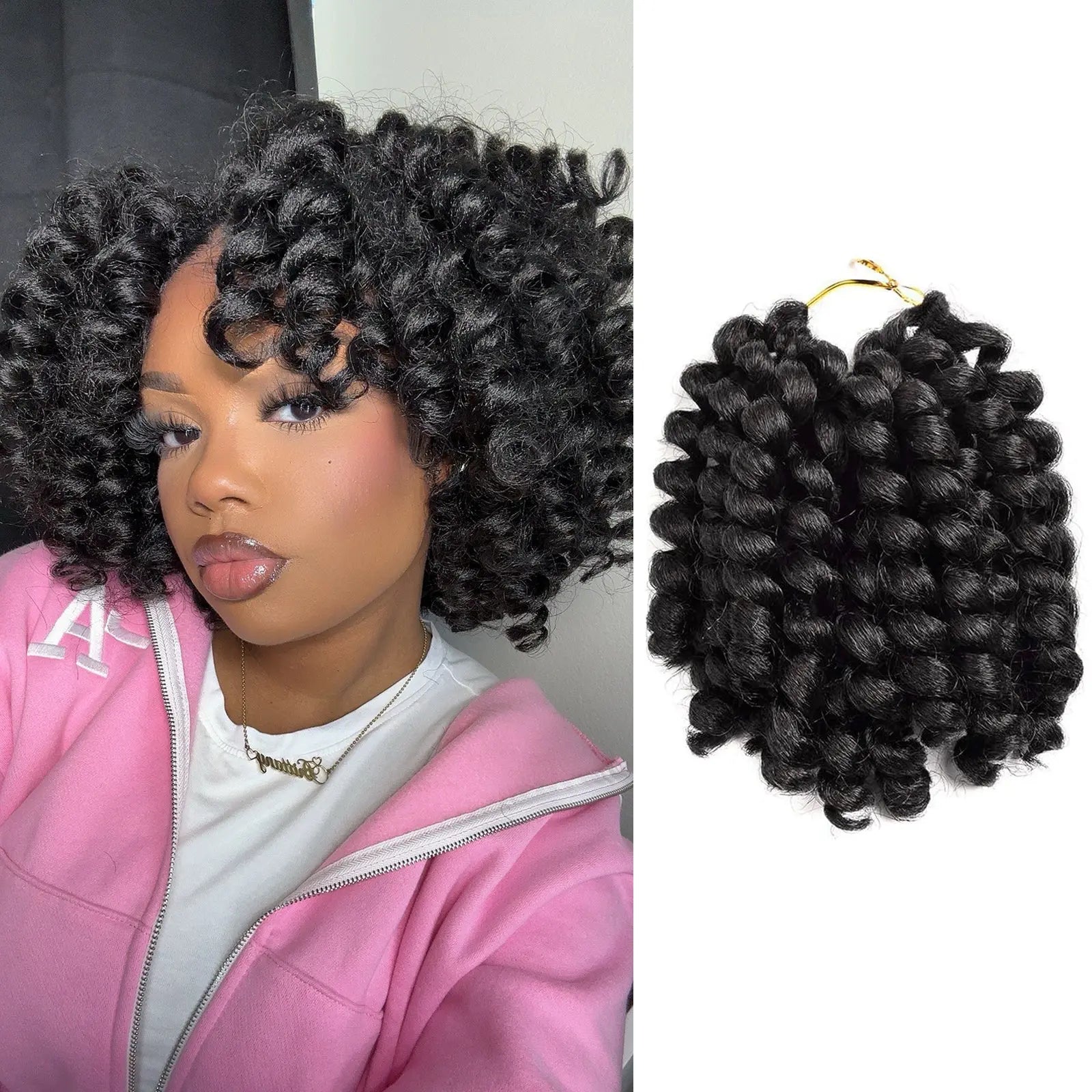 ( US ONLY) FAST SHIPPING WC | Toyotress® Wand Curl Crochet Hair - 6 Packs Jet Black Jamaican Bounce Crochet Hair, Short Bob Curly Crochet Braids Bouncy Curls Synthetic Braiding Hair Extensions Toyotress